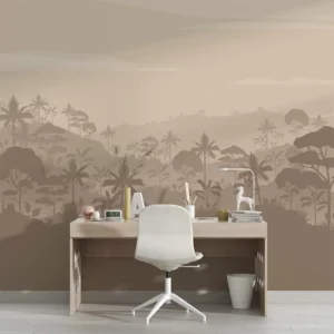Wallpaper with a hazy jungle theme