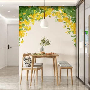 Yellowish Flowers On Wall Wallpaper