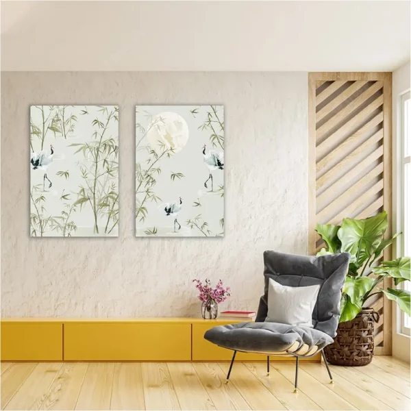 Wings & Flowers Modern Wall Art Set of 2 Canvas Stretch