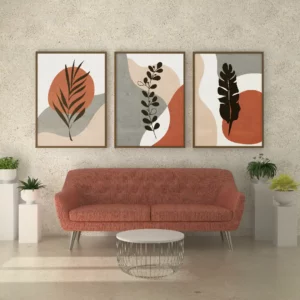 Classic Home Leaves Set of 3 Modern Art