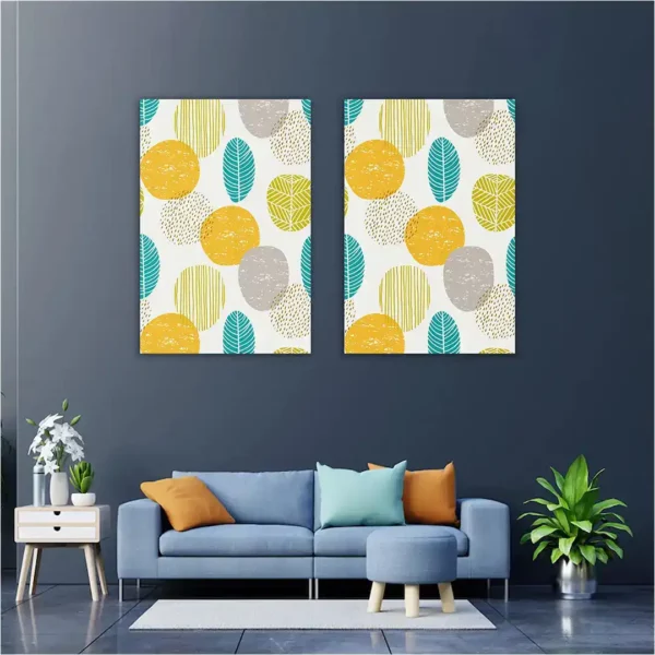 Quirky & Colorfull Modern Wall Art Set of 2 Canvas Stretch
